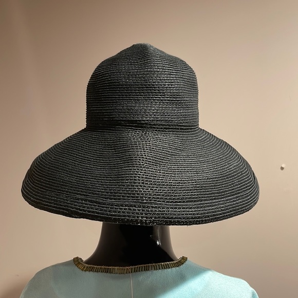 Eric Javits Squishee Straw Sun Hat Black-EUC - Picture 6 of 11